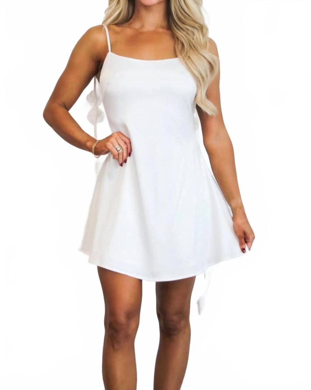 NEW LENA danika cascading floral applique satin dress in white